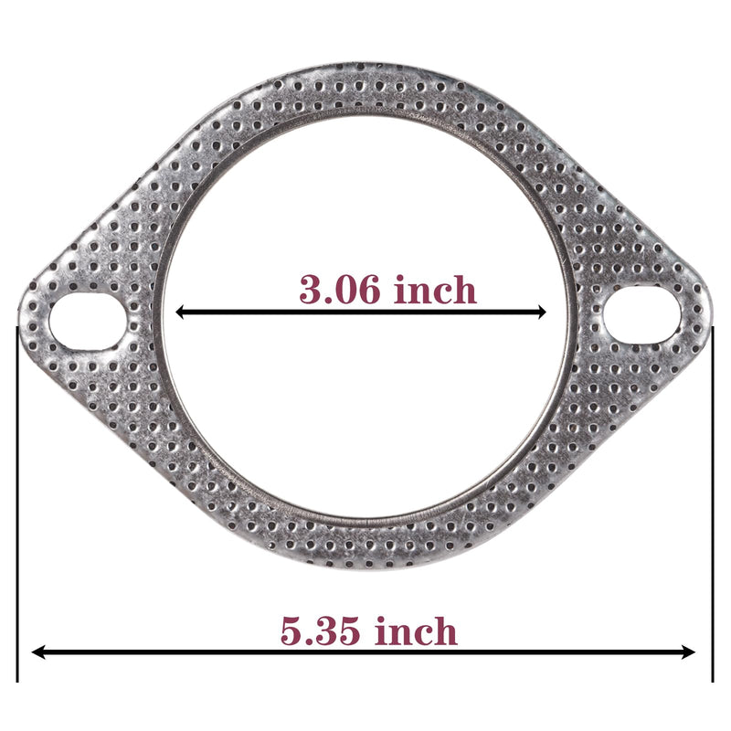 BEONEO-120-07610-0002 (3 Inch)-2 Bolt MLSG High Temp Exhaust Gasket 3" I.D. (Qty 2) - Heavy Duty be made of Metal And Fiber Laminate. 120-07610-0002 (3 Inch)