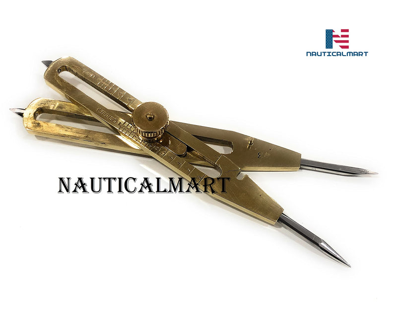 NauticalMart Solid Brass Proportional Divider 9 inch with Leather Case