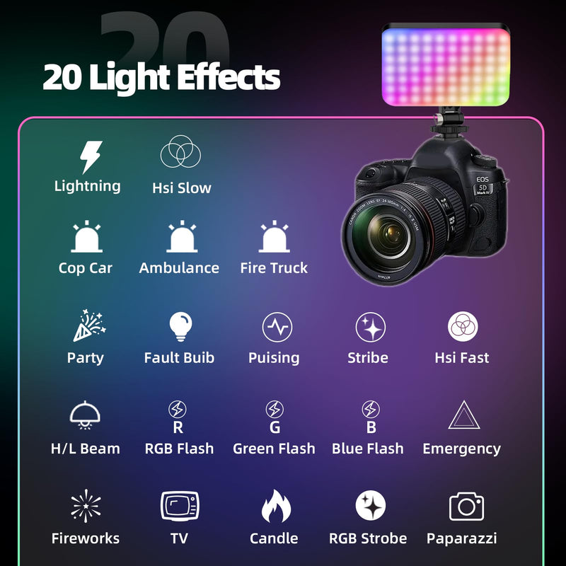 OmniMaster RGB Selfie Light with 2-in-1 Clip & Cold Shoe, 96 LED CRI97+ Portable 360° Video Light for Phone, Camera, Laptop – TikTok, Makeup, Vlogs, Zoom
