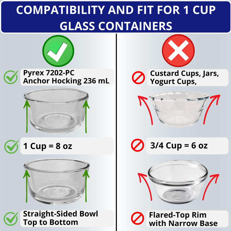 1, 2, 4 & 7 Cup Round & 3, 6, 11 Cup Rectangle Replacement Lids/Covers for Pyrex, Anchor Hocking & KlareWare Storage Bowls *Lids Only -Glass Container Not Included*, 14 Pack *2 of Each Size* Green, Orange, Blue, Red, Green, Blue, Red