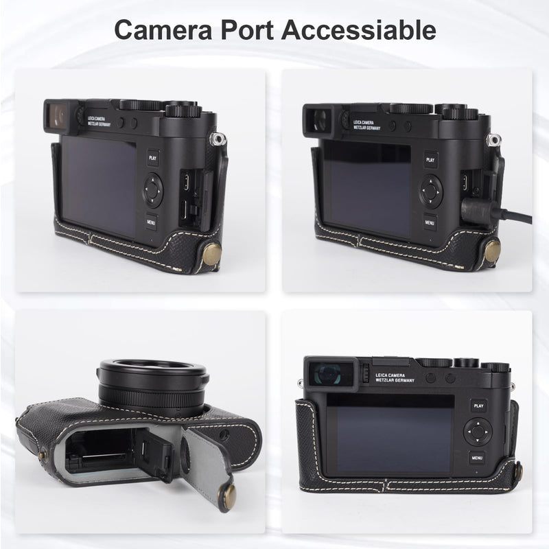 VOVMOEYA Protective Camera Case Kit for Leica D-LUX8 Camera,for Leica DLUX8 Half Case D-LUX 8 Camera Cover with Front Lens Cap with Shoulder Strap-Black BLACK