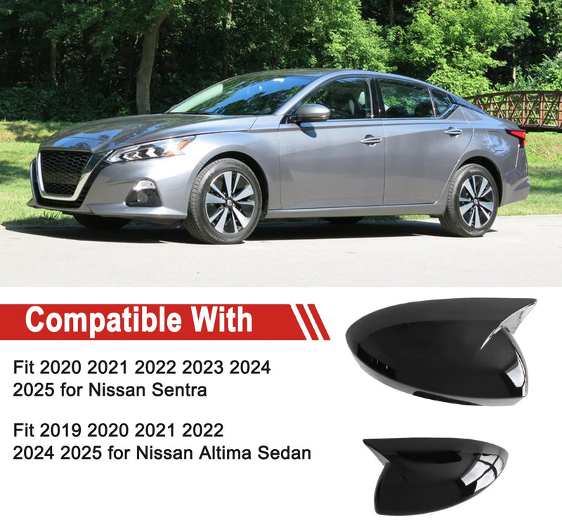 AUCERAMIC 2Pcs Rear View Side Mirror Cover Cap Fit for Nissan Sentra 2020-2025,Nissan Altima Sedan 2019-2025 Mirror Cover Caps Exterior car Accessories