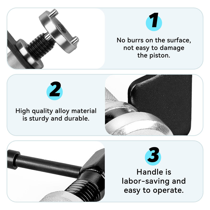 Car Disc Brake Caliper Piston Rewind Tool, 3pcs/Set Brake Piston Wind Back Tool, Auto Rear Brake Pad Wind Back Right Handle Tool, Universal for RV, SUV, Truck
