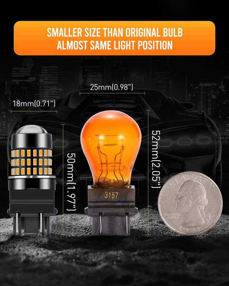 LUYED 3157 LED Bulb Amber Yellow 1800 Lumens Super Bright 3056 3156 3057 4157 LED Bulbs with Projector for Turn Signal Tail Brake Blinker Parking Lights,Pack of 2