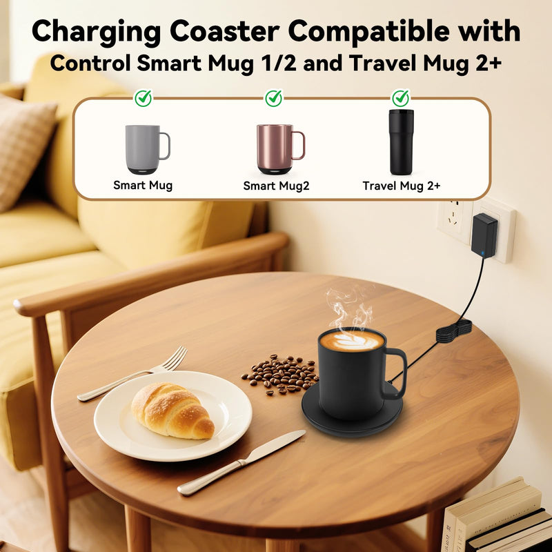 Charging Coaster 2 Compatible with Em/BER Temperature Control Smart Mug 2 and 1,Cisain Charging Dock Base for Smart Coffee Cup Warmer Heated Travel Mug,Black