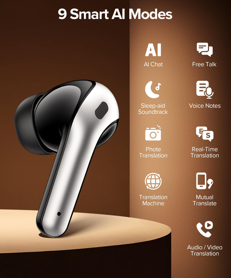 TAGRY Bluetooth Headphones True Wireless Earbuds 60H Playback LED Power Display Earphones with Wireless Charging Case IPX5 Waterproof in-Ear Ear buds with Mic for TV Smart Phone Laptop Computer Sports AI Buds Pro Black