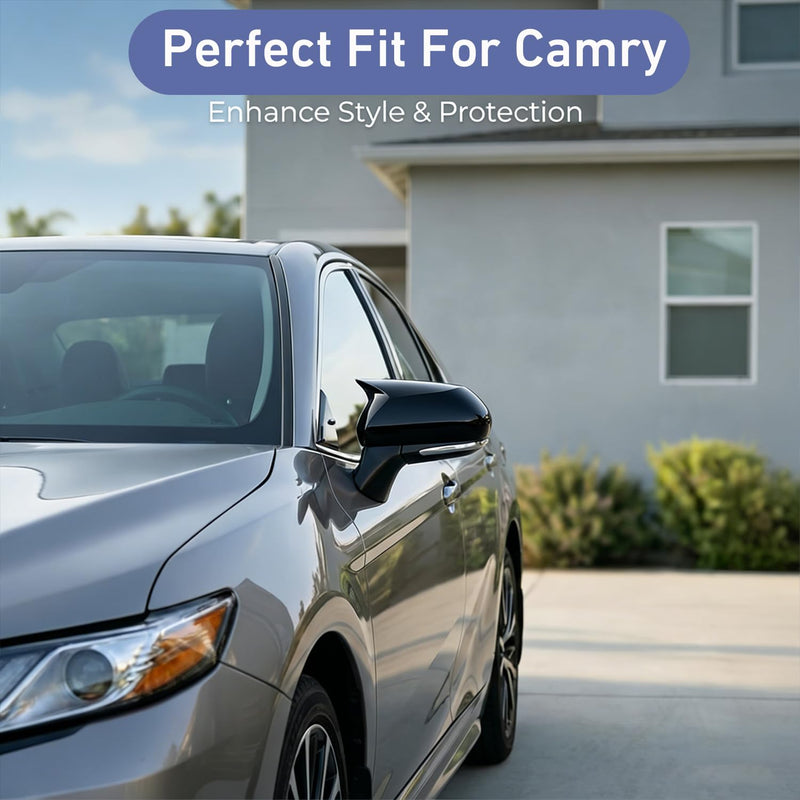  [AUSTRALIA] - Compatible with Toyota Camry 2026 2025 2024 2023 2022 2021 2020 2019 2018 Accessories Aggressive Look Car Exterior Door Side Rearview Mirror Guard Cover Trim Caps -Glossy Black Glossy Black