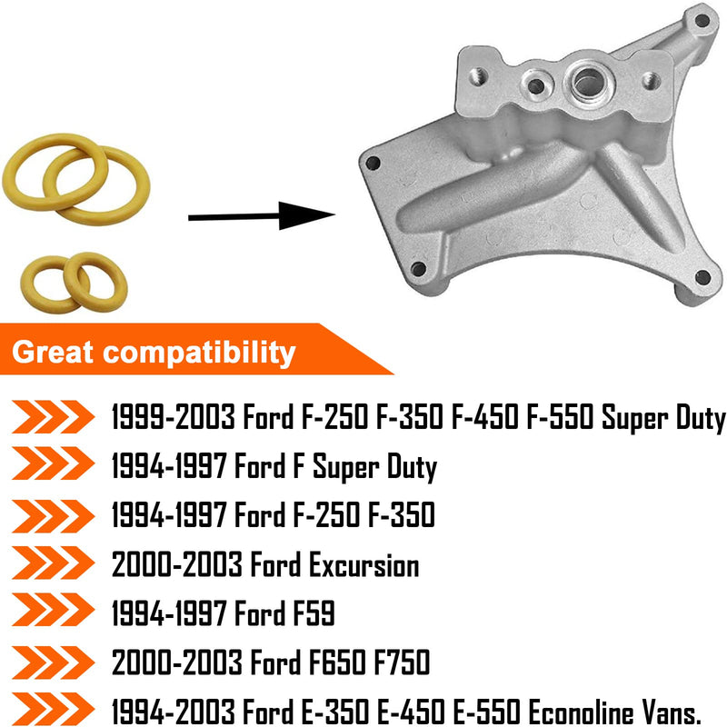 Yellow O-Ring Gaskets Kit Suitable for 1994-2003 Ford 7.3L Powerstroke Diesel Turbo Pedestal and Compatible for E-350 E-450 Econoline Vans F750F-250Super Duty
