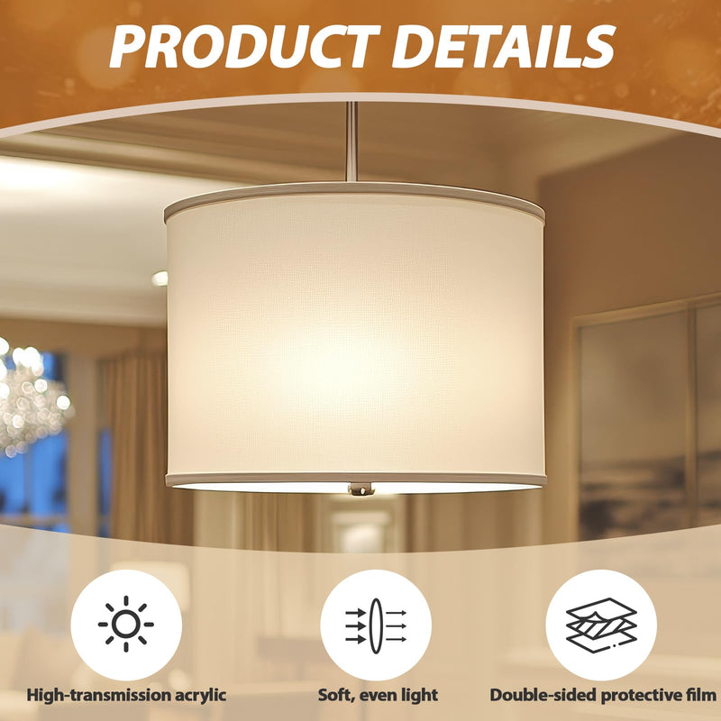2 Pcs 10.5'' Diameter Round Lamp Shade Diffuser | with 3/8" Center Hole, White Acrylic Disc Lamp Diffuser for Drum Style Lampshades Pendants Softening Light 10.5 Inch