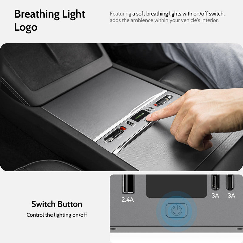 125W Max Retractable USB Hub, Tesla New Model Y Juniper (2026/2025) Accessories, Super Fast Charger Up 65W for MacBook Pro/Air/iPhone 16/15/Samsung Series, 5 in 1 Docking Station Tesla New Model Y Juniper (2026/2025)