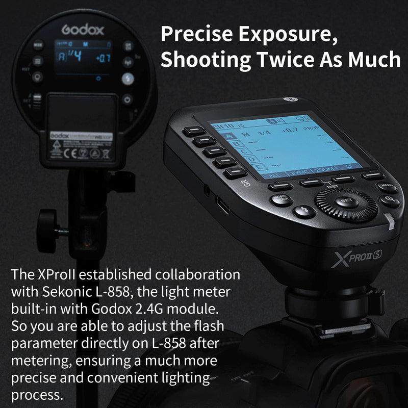 Godox XProII XProII-S Wireless Flash Trigger for Sony Camera, 2.4G Wireless Flash Transmitter HSS 1/8000S, Bluetooth Connection, TCM Transform Function, Large LCD Display (Xpro-S Upgrade)
