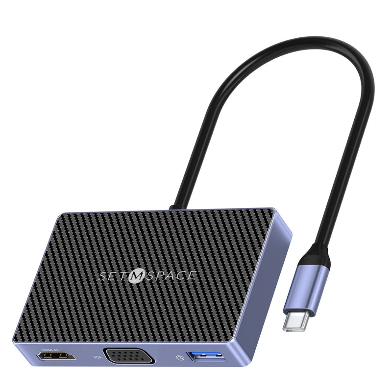 7 in 1 Docking Stations, 100W Charging for Laptop, 1 x USB 3.0, 2 x USB 2.0, Dual Display, HDMI for 4K@60Hz, VGA for 1080P@60Hz, 3.5mm Audio, for Dell/HP/Lenovo/Surface/Mac PD, HDMI, USB-A, 3.5mm Jack, VGA, 7 Ports Black