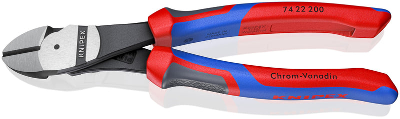 KNIPEX Tools - High Leverage Angled Diagonal Cutters, 12 Degree Angled, Multi-Component (7422200SBA), 8 inches