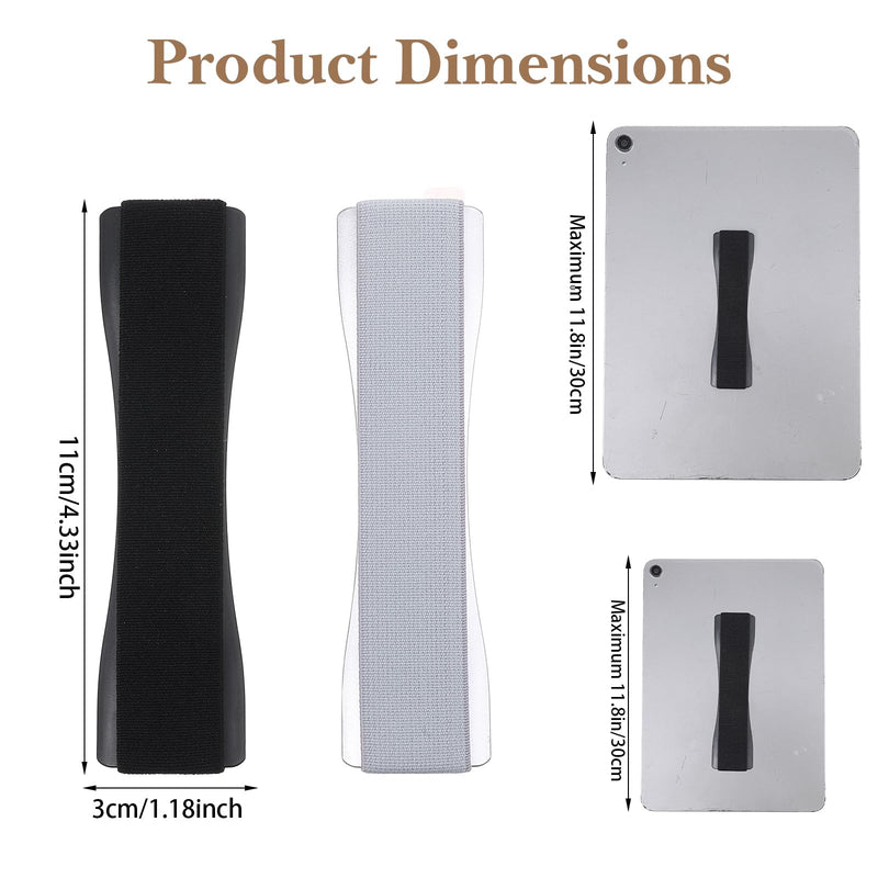 2 Pack Tablet Hand Strap Holder Large Phone Security Handle Grip | High-Elasticity Versatile Hand Straps Portable Lightweight Finger Grip Holders for Ereaders E-Book Tablets, Sliver & Black
