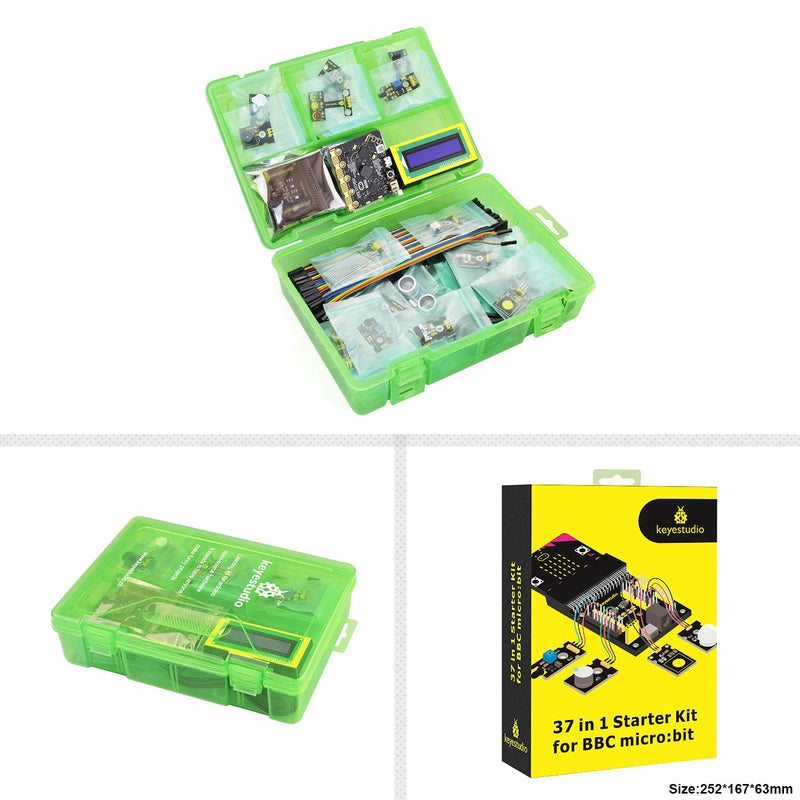 KEYESTUDIO 37 Sensors Starter Kit with Microbit V2.2 Board, Easy to Learn Microbit V2 Coding for Beginners Teens Adults