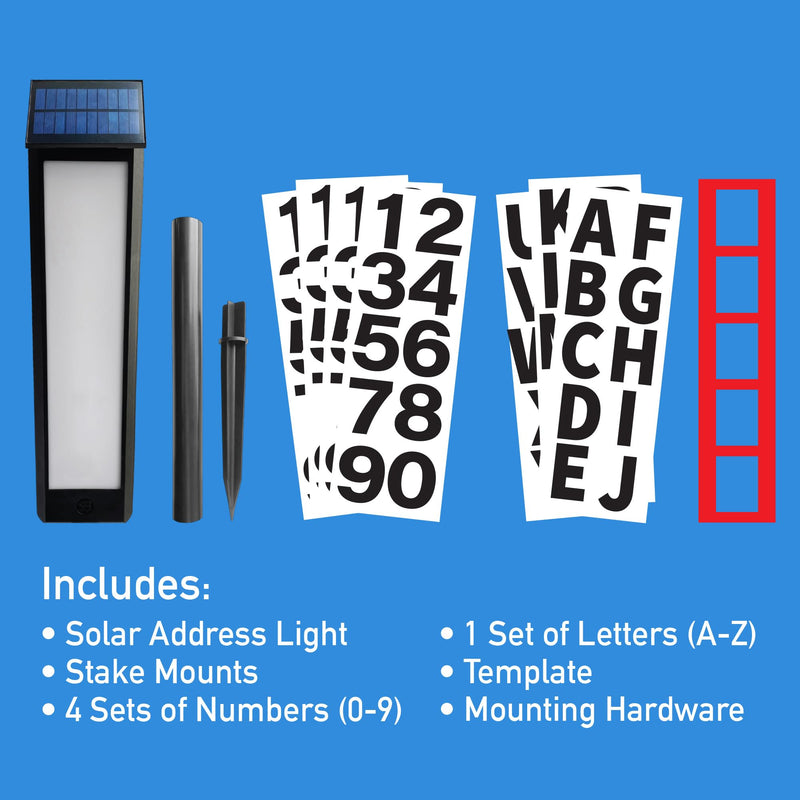 Sensor Brite Solar Powered Address Light, 360-Degree LED House Number Sign, Automatic & Adjustable Solar Address Sign, Includes 40 Numbers 4 X (0 to 9) & 26 Letters (A to Z)