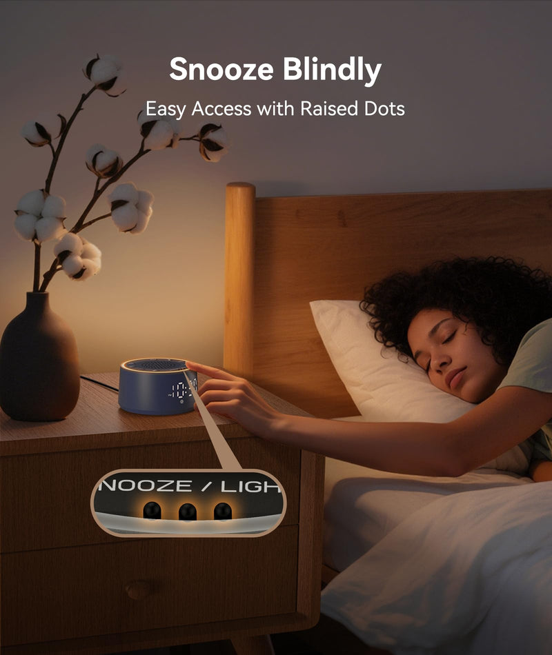 Dreamegg Sound Machine & Alarm Clock - White Noise Machine with 7 Wake-Up Sounds, 0-100% Dimmable, Night Light, Sound Machine for Sleeping, Office, Home, Travel Essentials Gift, Navy Palm-sized (D1 Nova)
