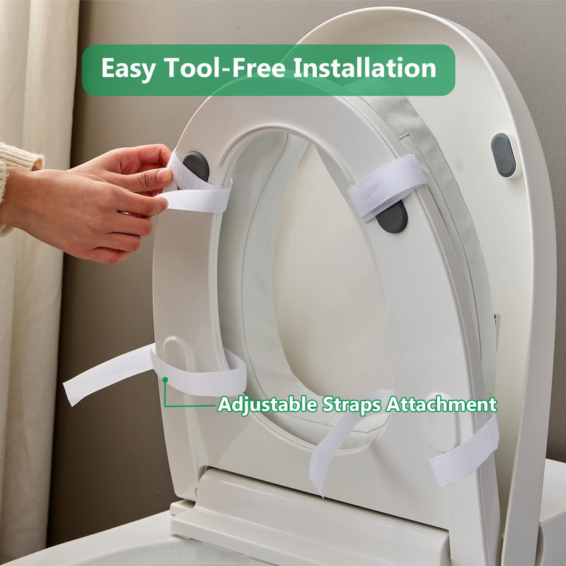 Toilet Seat Riser Cushion for Seniors, Raised Padded Bathroom Riser with Soft Foam, Portable Seat Elevator for Post Surgery Recovery, Hip & Knee Pain Relief, Arthritis Support & Low Toilets 2 Inches