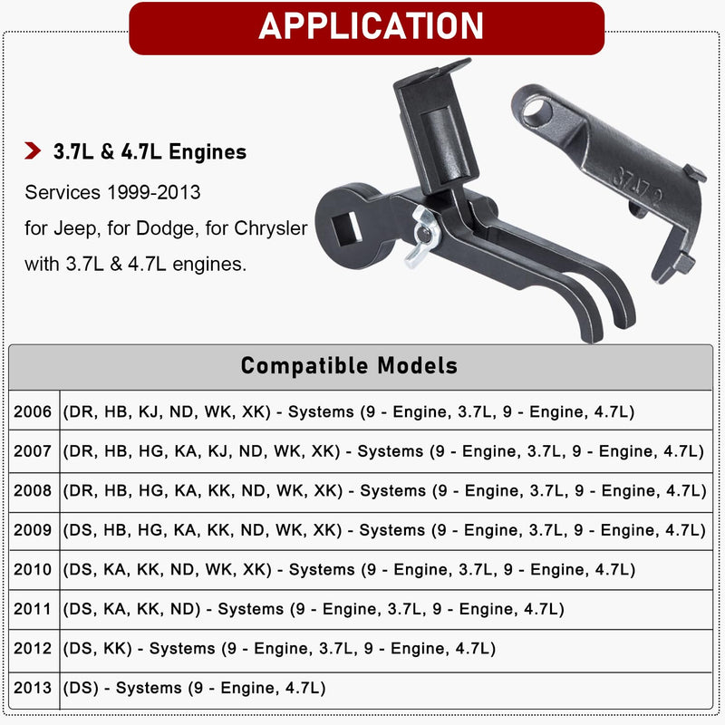 Camoo Rocker Arm Remover/Installer & Valve Spring Compressor Tool for 1999-2013 Jeep, Dodge, for Chrysler with 3.7L & 4.7L Engines, 3/8 Inch Drive Replace for 3747-1 10102 8426 8387 8516A
