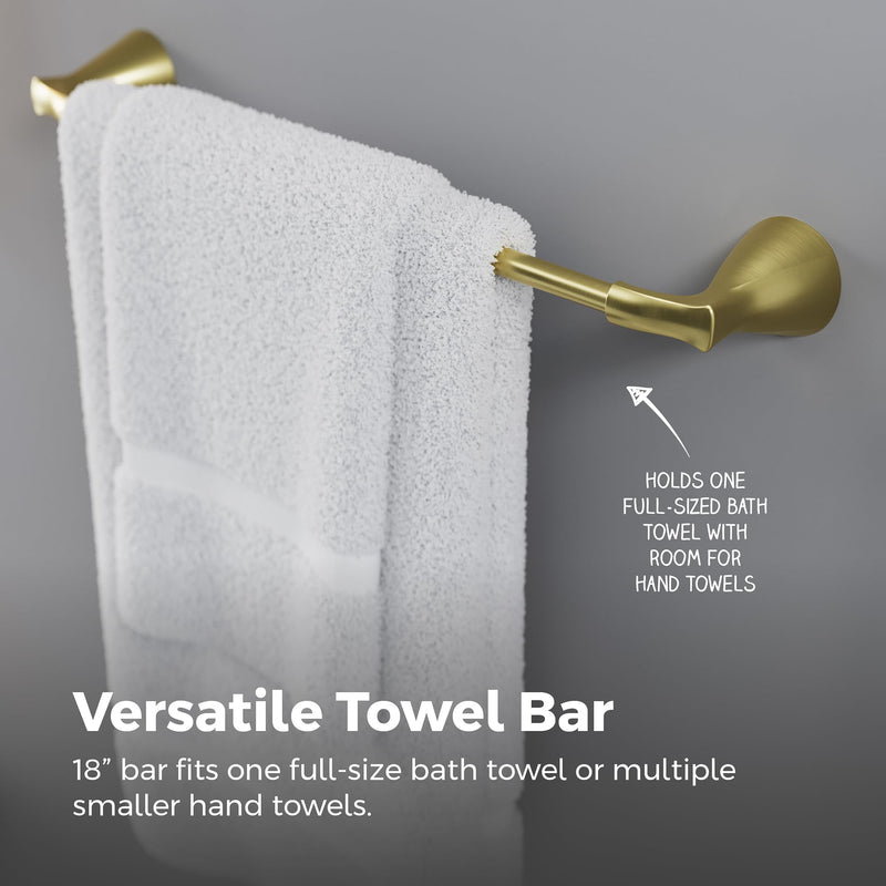 Pfister Willa Bath Towel Bar for Bathroom, 24-Inch, Wall-Mounted, Screw-in, Polished Chrome Finish, BTBWLL2C Brushed Gold 1 Pack Towel Bar 18"