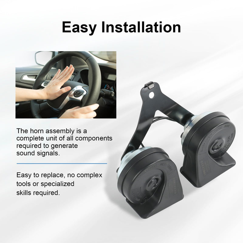 Horn Assembly with Bracket Dual Note Electric Horn Level 2 Compatible with Ford F-150 2015-2022 Expedition 2018-2022 Replaces# ‎‎FL3Z-13832-C