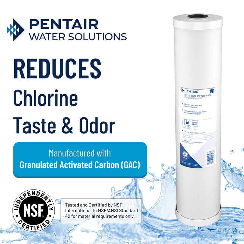 Pentair Pentek RFC-BB Big Blue Carbon Water Filter, 10-Inch, Whole House Heavy Duty Radial Flow Carbon Replacement Cartridge with Granular Activated Carbon (GAC) Filter, 10" x 4.5", 25 Micron Pack of 1 10" x 4.5"