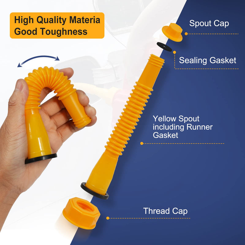 33 Pcs Gas Can Spout Replacement Kit,Gas Can Spout Replacement Fits 5 Gallon Gasoline Cans,with Flexible Nozzles,Screw Collar Gas Caps for Fuel Transfer Tanks Yellow -4 Kit