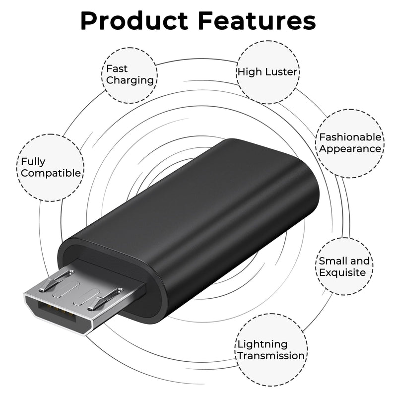 6 Pack Micro USB to USB C Adapter, Data Transfer Adapter, for Galaxy S7/S7 Edge/S6/J7, LG G4, and More Devices (Black) Black
