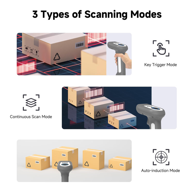 VOTTAN 1D Wireless Barcode Scanner, 5000mAh Battery 36H Continuous Scanning, CCD Sensor Industrial Drop Resistant Handheld Barcode Scanner Gun