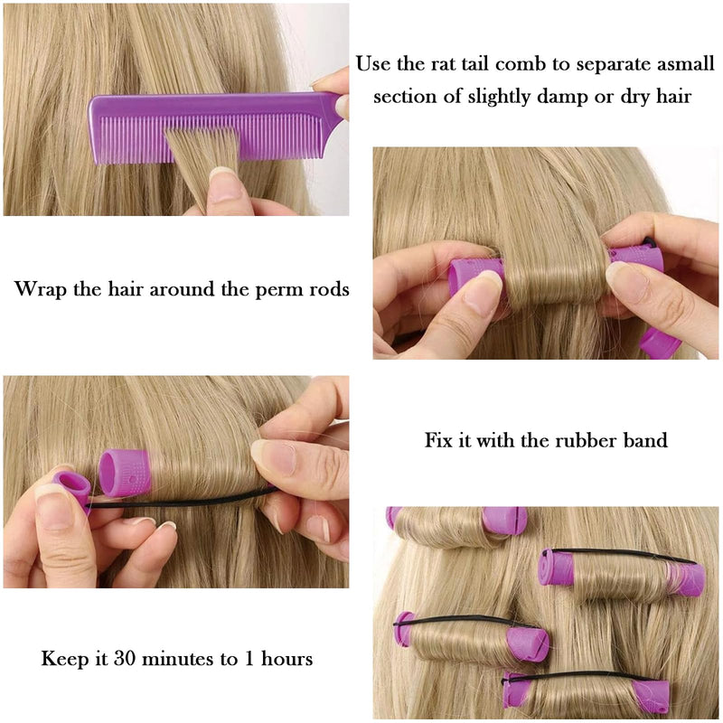  [AUSTRALIA] - Eastrise Perm Rods Set,0.75 Inch Medium Size Hair Curlers Rollers,Perming Rods with Elastic Rubber Band,Non Slip Plastic Hair Perm Kits for Fashionable Curly Hair,Hairstyle Styling (Purple/30 PCS) Purple/30 PCS