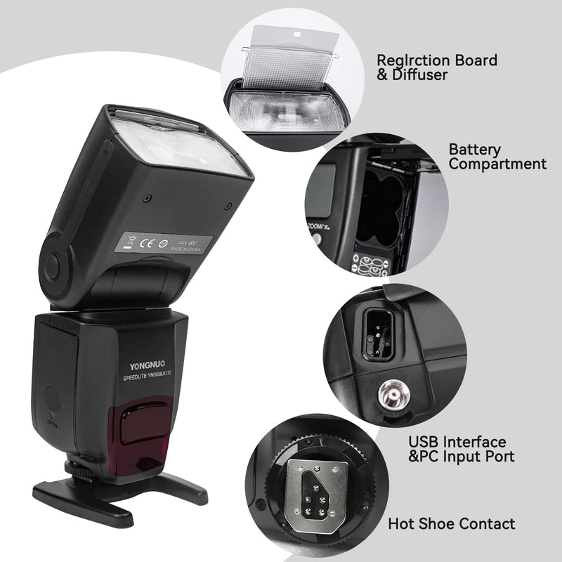 YONGNUO YN565EX III C Flash Speedlite, Hot Shoe Flash TTL HSS Slave, Compatible with 1500D 1300D 800D 750D 60D 50D