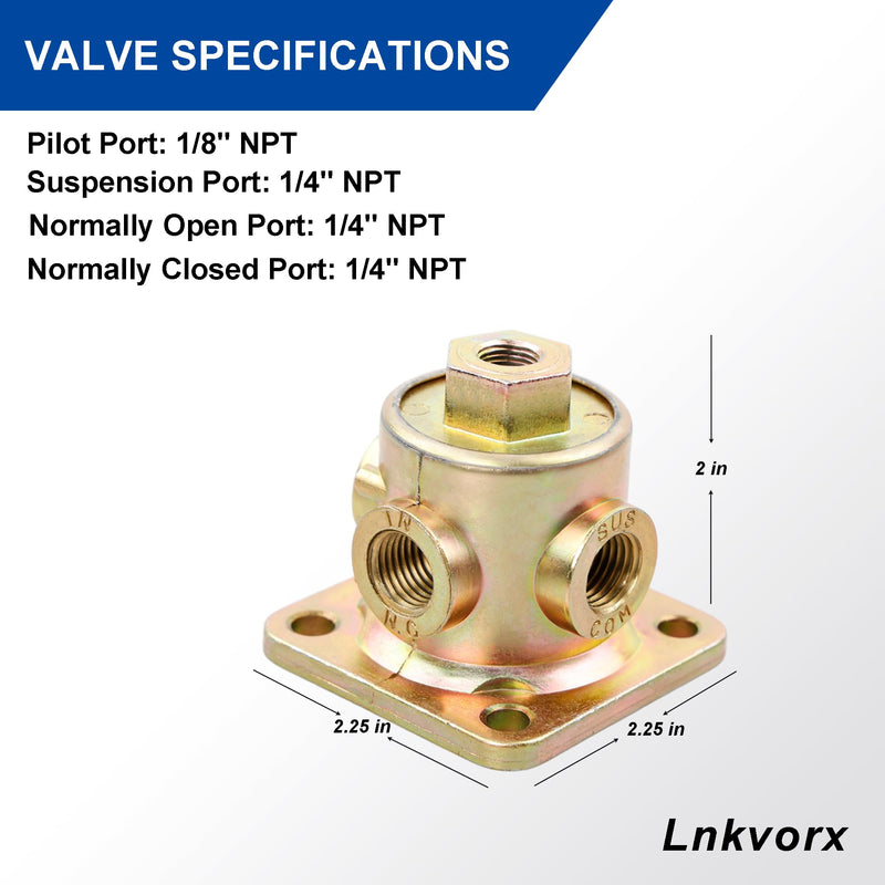 90554615 3-Way Pilot Valve - Replacement for Haldex 90554615 Pilot Valves - 1/8"-1/4" NPT Ports Air Ride Pilot Valves for Semi Trailers and Trucks