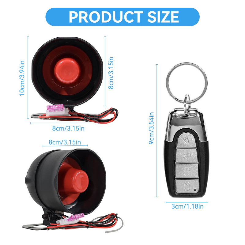 WHALETAIL Universal 12V 20W Car Security Horn Vehicle Alarm Security Protection System, Auto Car Alarm Device, Sensitivity Anti Theft Car Alarm System, Loud Horn Car Alarm System with 2 Remote 6 Tone