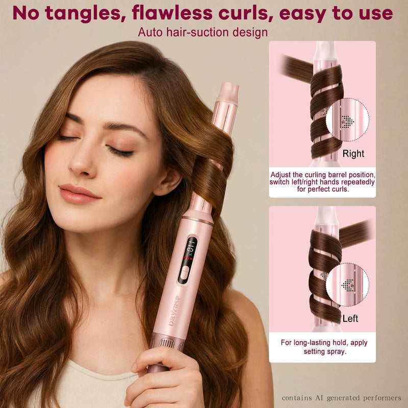 Dryhsip 5 in 1 Hot Air Styler, Hair Dryer Brush with Digital Display, Air Brush Hair Styler for Curling Straightening & Blowouts, Lightweight Hair Styling Appliances for Women (Pearl Pink) Pearl Pink