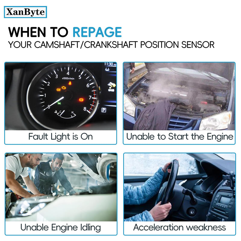 Camshaft Crankshaft Position Sensor Compatible with Nissan & Infiniti Vehicles - 3.5L V6 - Altima, Maxima, 350Z, Murano, Quest, FX35, G35, M35 Set of 3