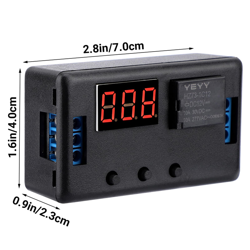 DROK 12V Timer Relay, LED Display 4-Mode On-Off Automotive Time Delay Relay, Electric Delay Timer Switch 0.1s to 999min 1pcs