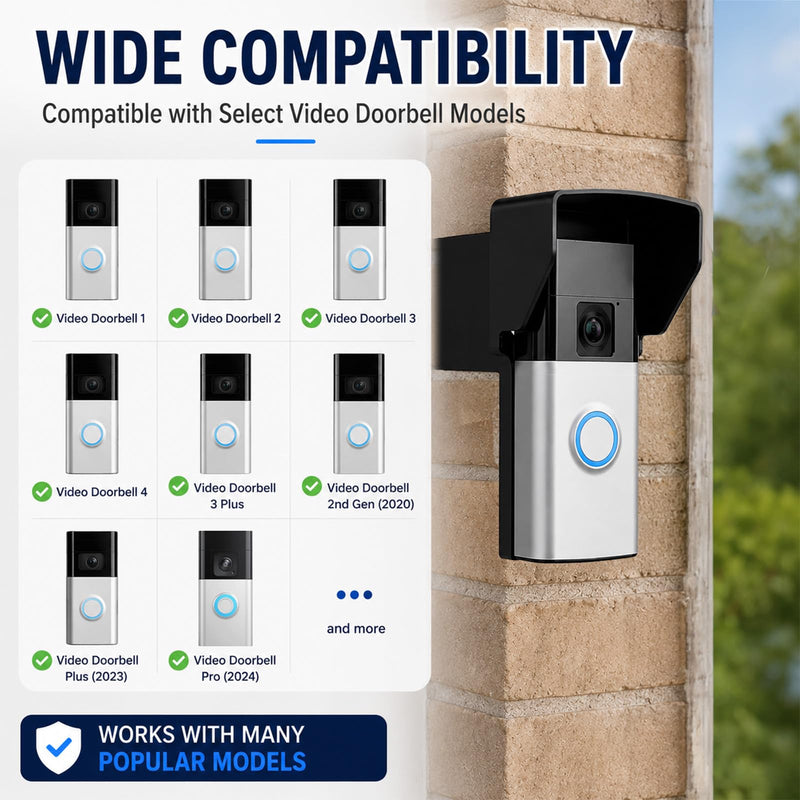 Doorbell Extender Mount Compatible with Some Doorbell, Multiple Sizes Video Doorbell Mount, Anti-Glare & Rain Anti-Splash Mounting Bracket Get Better View (2-1/4") 2-1/4"