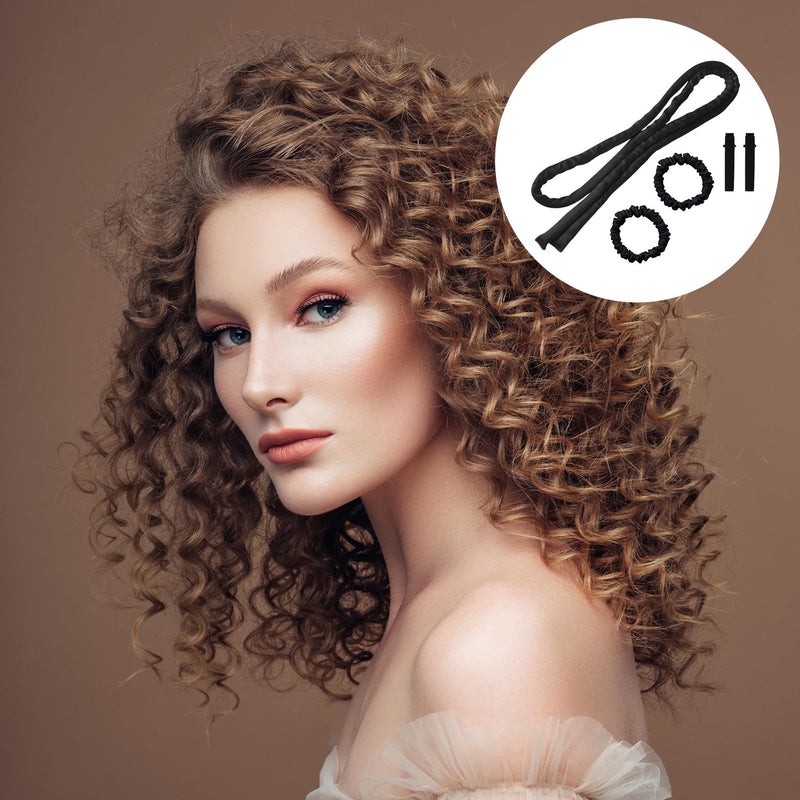 5Pcs Heatless Curlers,Hair Curler No Heat Heated Blowout Rods Rollers Curling Heat Curls Set Soft Velour Satin Curl Headband Wrap Curly,for Girls Women Short Long Medium Sleeping Overnight