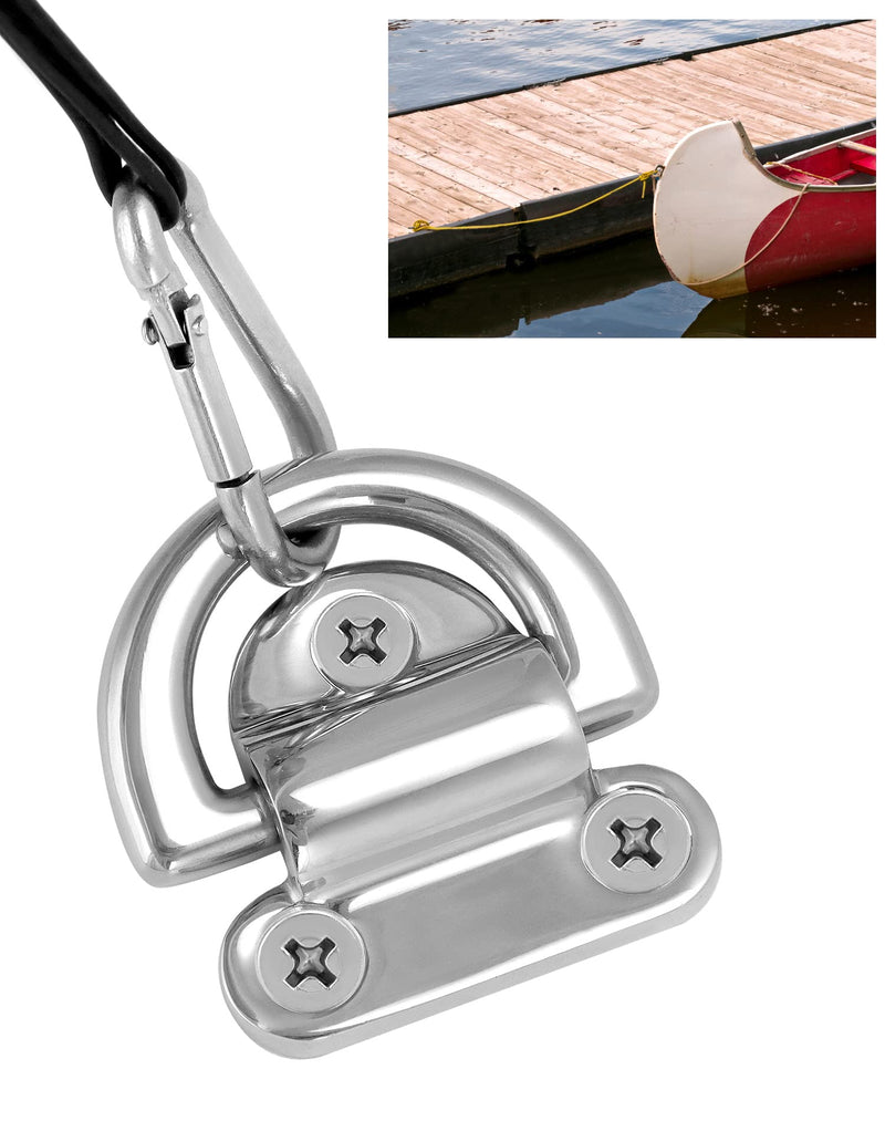 QWORK Marine Folding Pad Eye, 4 Pack Marine Grade Stainless Steel 316 D Ring Anchor, 44mm x 40mm Heavy Duty Desk Tie Down Anchor with Plate, for Marine Trailer Boats Truck