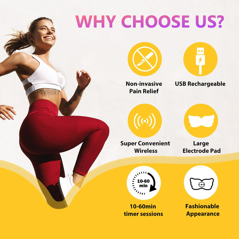 Easy@Home Electronic Pain Relief Stimulator: TENS Unit Wireless Muscle Stimulator | PMS Massage Therapy Machine | Portable Electrode Pads | FSA Eligible 6 Modes 20 Intensities EHE019