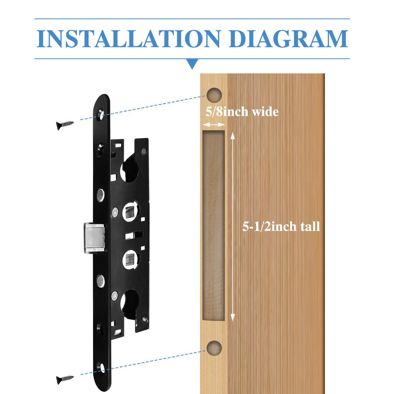 2 Point Bolt Mortise Lock Set Storm Door Fits Pella Handleset, Storm Door Lock Replacement Parts, Black Face Plate