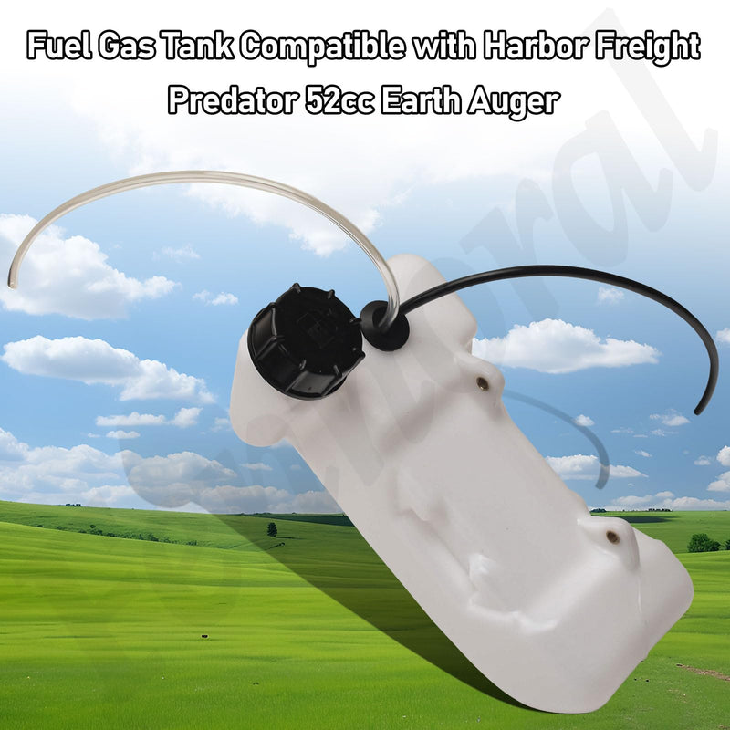 Fuel Gas Tank for Harbor Freight Predator 52cc Earth Auger Carburetor Models 56257 57341, Fuel Tank with Gas Cap and 2 Fuel Lines