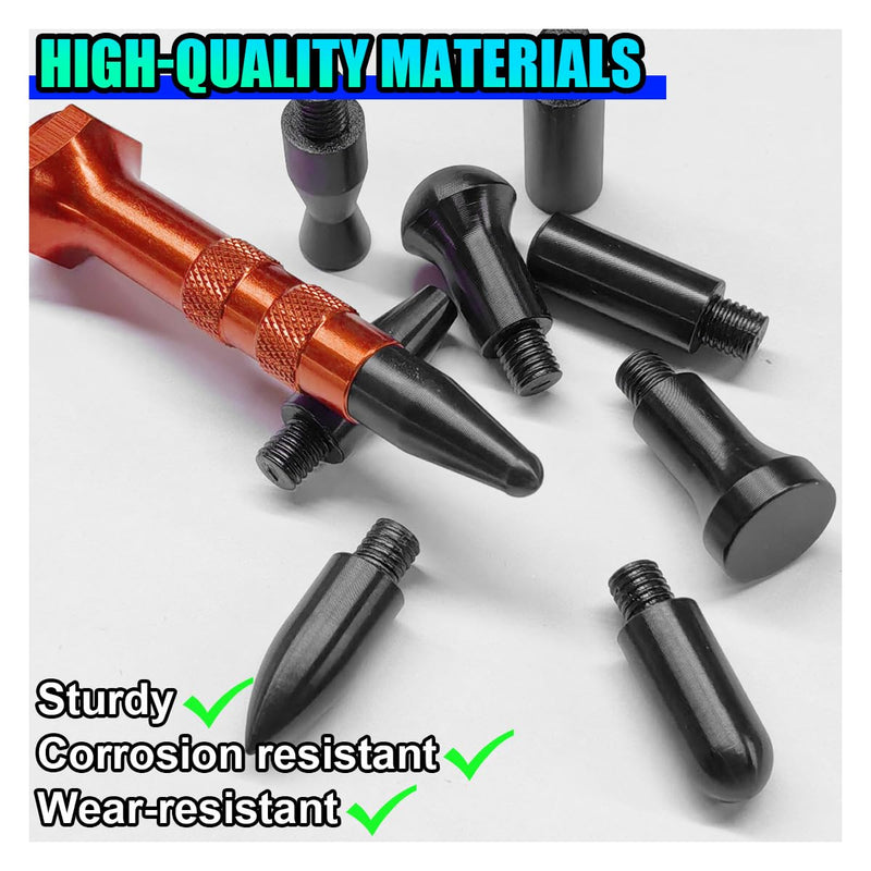 Paintless Dent Repair Kit, 9 Different Shaped Hammer Heads & Metal Tap Down Pen, DIY Vehicle Body Dent Remover Tool Set for RV, SUV, Truck
