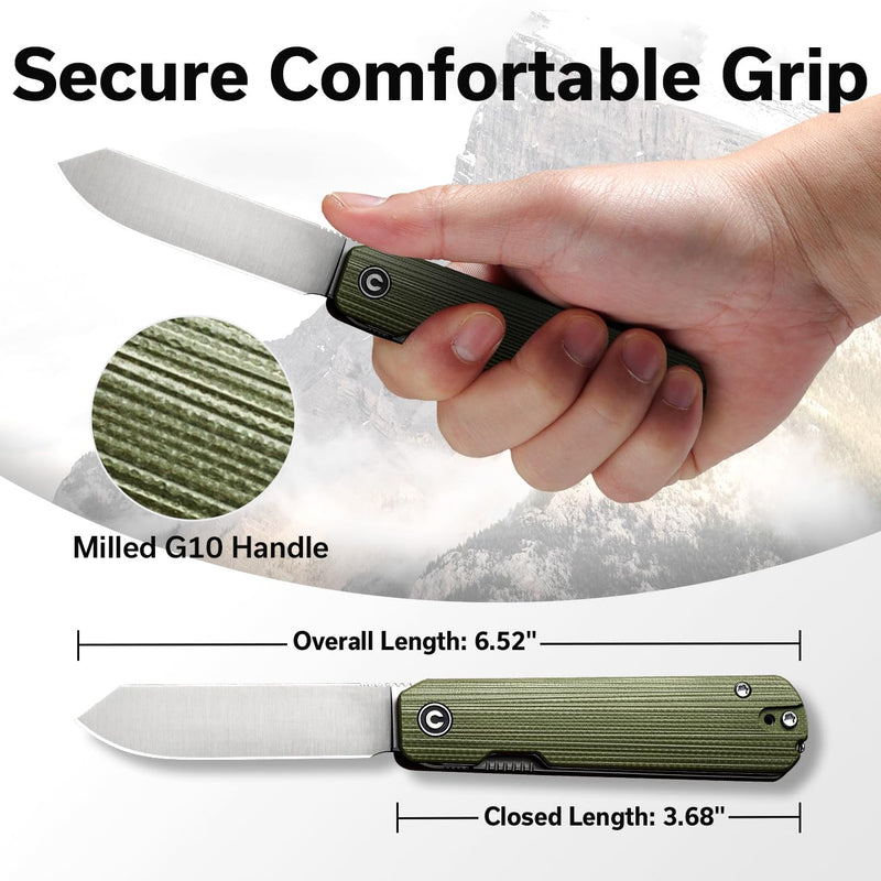 CIVIVI Sendy 3 In 1 Multitool Pocket Knife With Tweezers and Toothpick, Ben Petersen designed Folding Knife for EDC Camping Daily Use, Perfect Gifts for Men Women C21004B-1 Green/Red