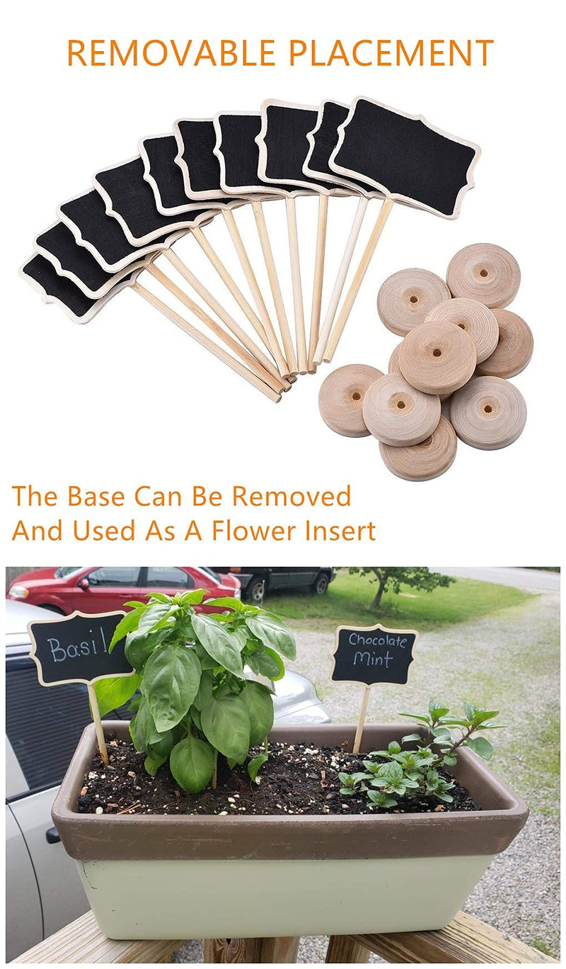 20PCS Wood Mini Chalkboard Sign and Replacement Stickers, Food Labels for Party Buffet,Blackboard for Message Board Signs,Weddings Place Cards, Birthday Party