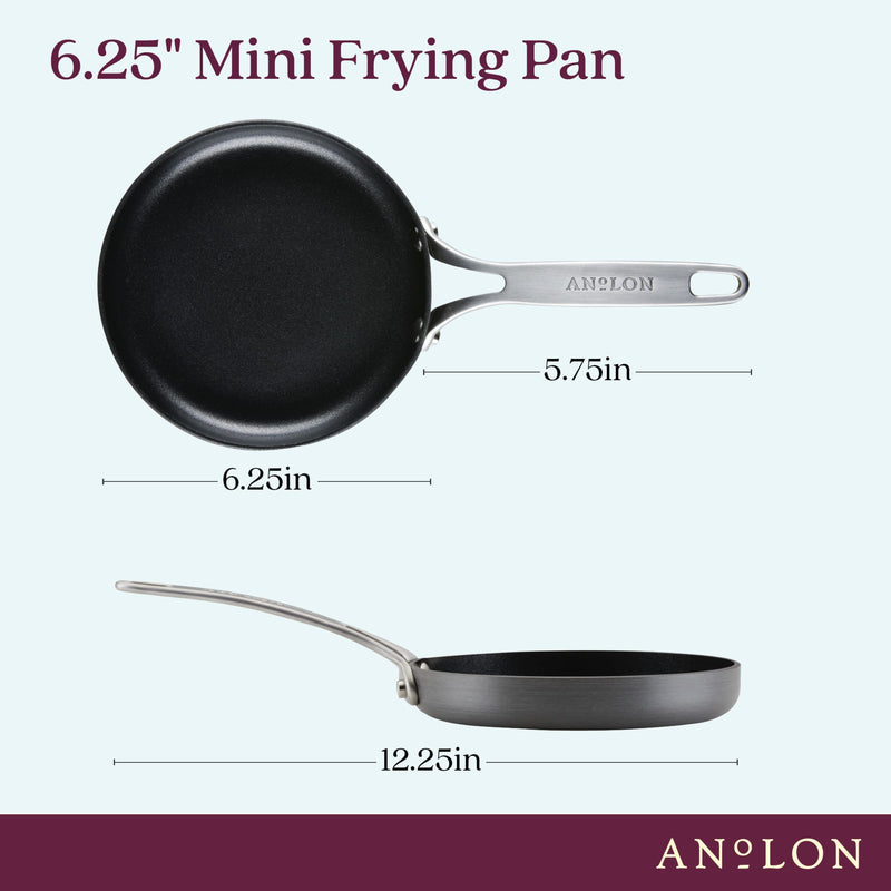 Anolon Hard Anodized Nonstick Mini Skillet/Frying/Egg Pan, Stainless Steel Handle, (6.5"), Gray