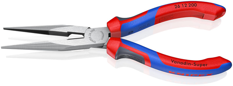 KNIPEX Tools - Long Nose Pliers With Cutter, Multi-Component (2612200), Multi-Colour, 8 inches Comfort Grip