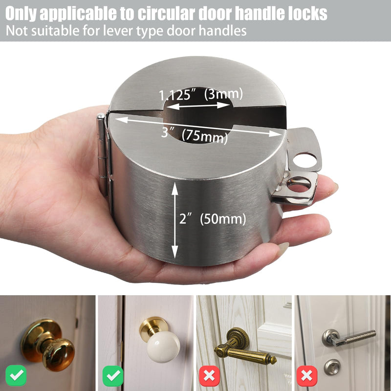 Door Knob Lock Cover | Blocks Keyhole Access, Disables Door Knob Stainless Steel