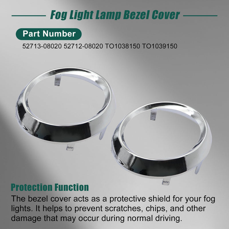 FZJDSD 1 Pair Fog Light Lamp Bezel Cover 52713-08020 52712-08020 Compatible with Toyota Sienna SE 2011 2012 2013 2014 2015 2016 2017 Fog Light Lamp Bezel Cover Chrome Trim Rings # TO1038150 TO1039150