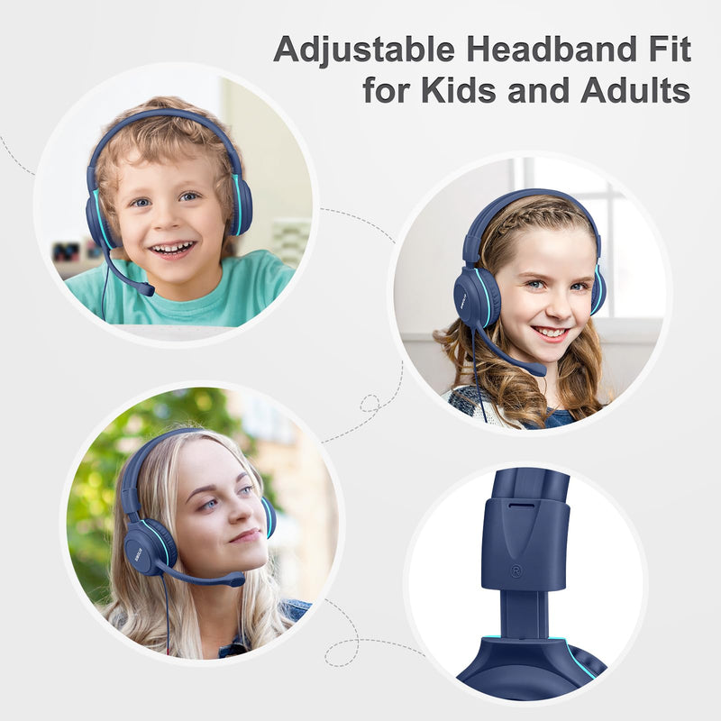 SIMOLIO-USB-C-Wired-Headphone for-School with Boom-Microphone & Mute Button | Portable Over-Ear Kids Gaming Headsets with 3 Level Safe Volume,Bag for Students K12,Boys,Travel,iPad,Galaxy,iPhone,Tablet